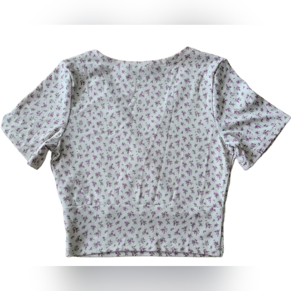 SHEIN| JUNIORS FLORAL DEEP  V-NECK BLOUSE | SIZE XS - Picture 11 of 13